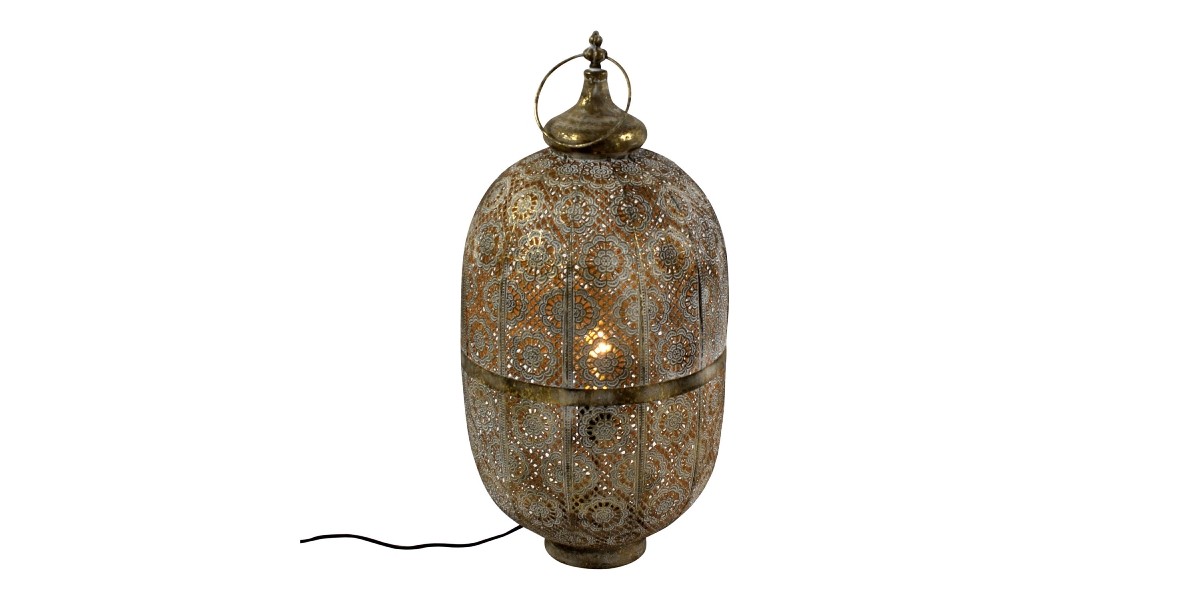 Stojací lampa Amira, zlatá, E27, kov, 31 x 62 cm